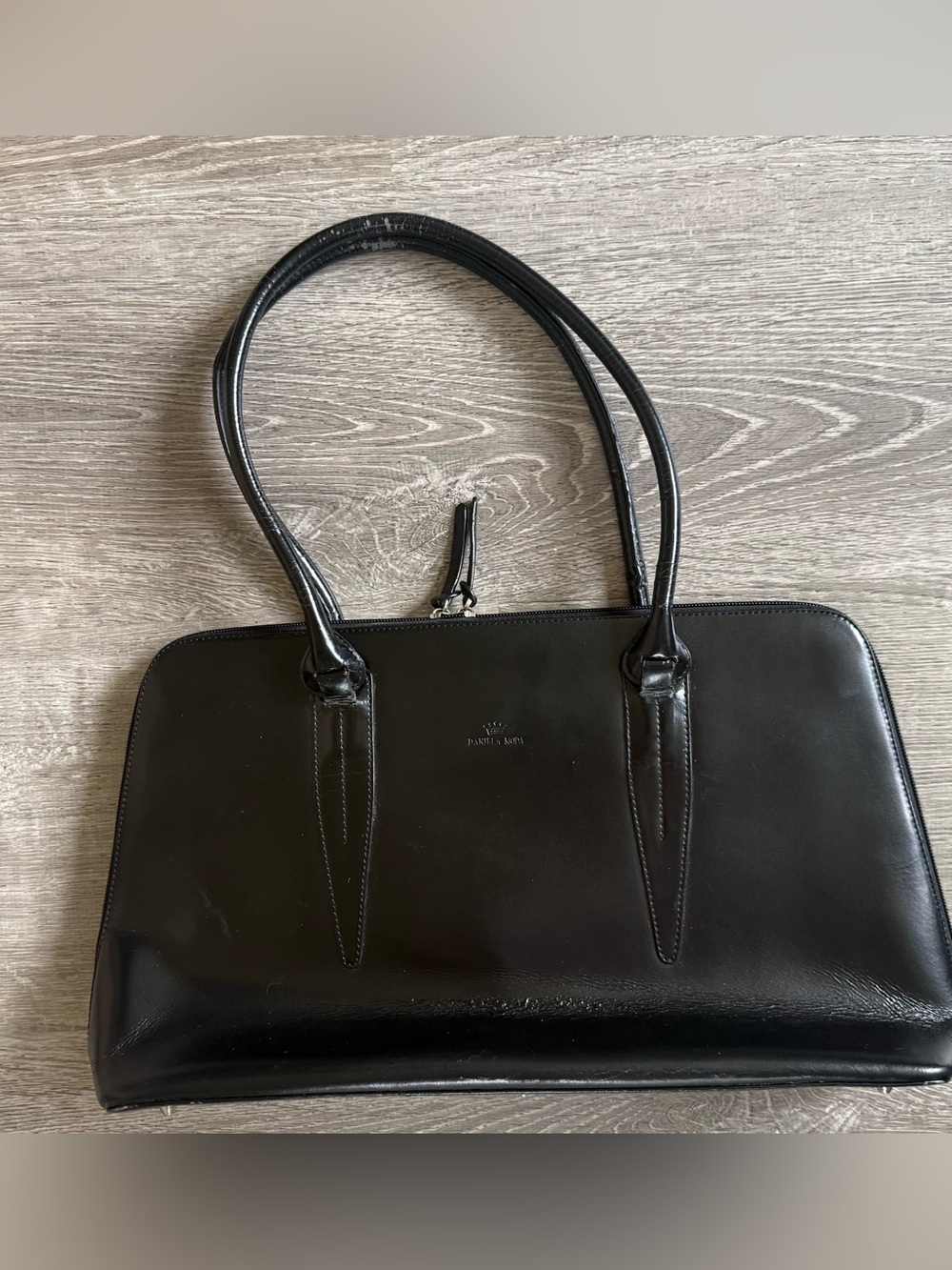 Daniela Moda Black Italian Leather Tote Bag